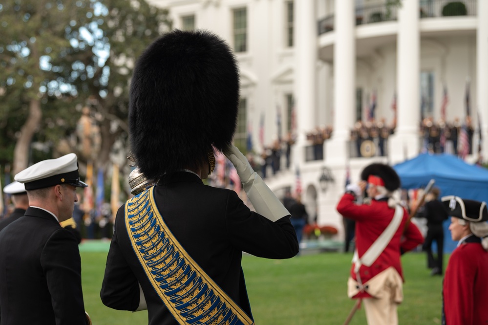 U.S. Navy Ceremonial Band rehearses for a full force arrival demonstration at the White House