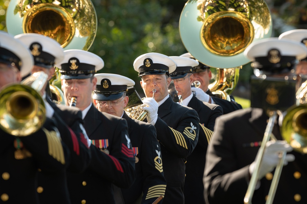 U.S. Navy Ceremonial Band rehearses for a full force arrival demonstration at the White House