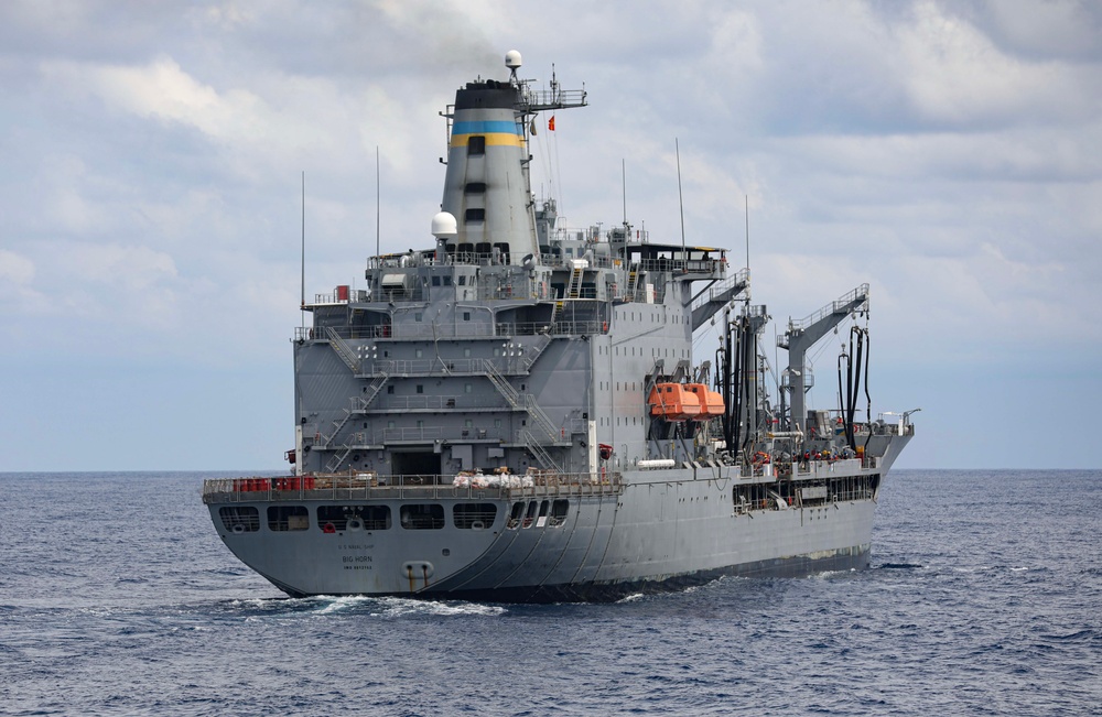 USS Dewey (DDG 105) Conducts Underway Replenishment with USNS Big Horn (T-AO 198) While Operating in the South China Sea