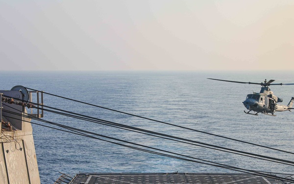 USS Carter Hall (LSD 50) Conducts Flight Operations in the Gulf of Aden, Oct. 23, 2023