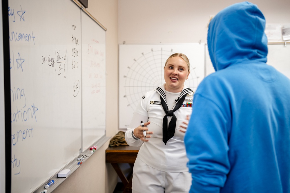 Navy Recruiters Conduct Classroom Presentations