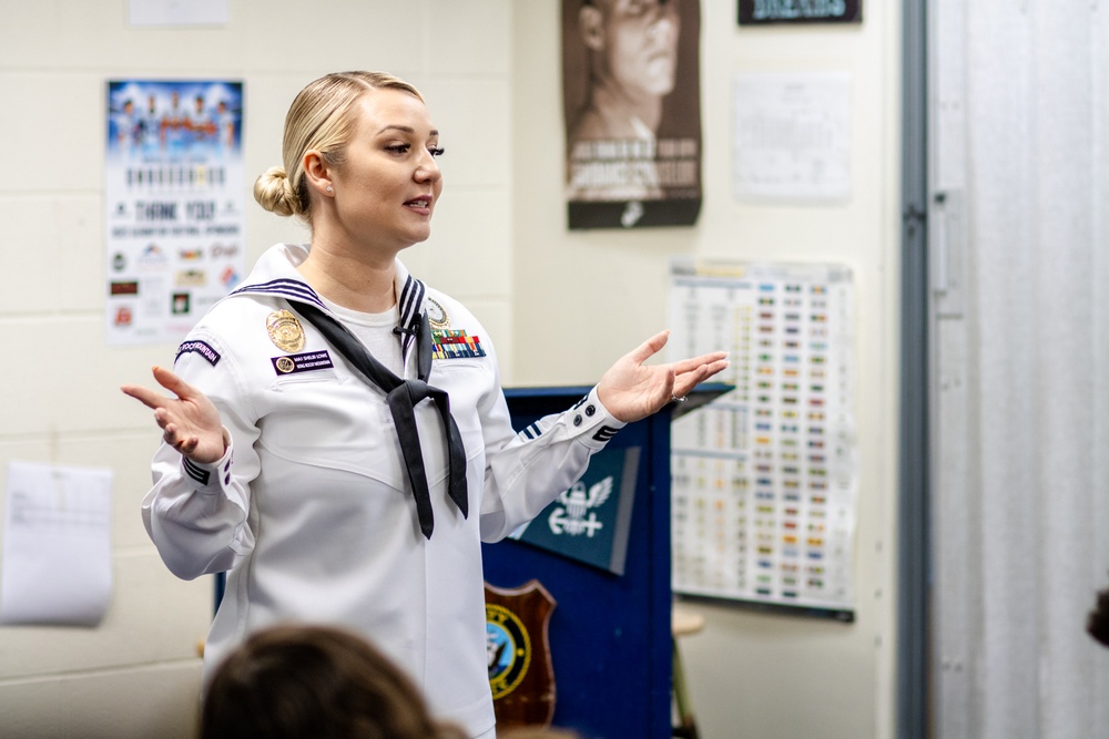 Navy Recruiters Conduct Classroom Presentations