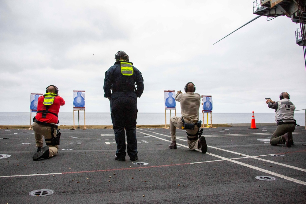 Abraham Lincoln Sailors participate in a live-fire exercise