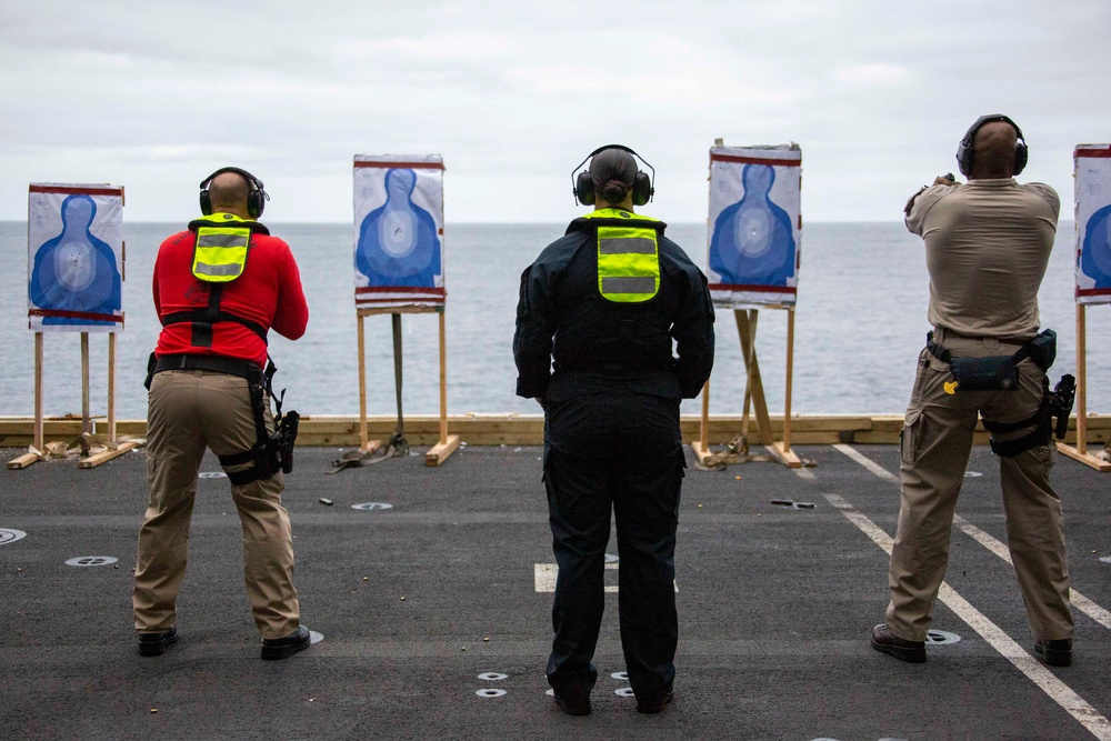 Abraham Lincoln Sailors participate in a live-fire exercise
