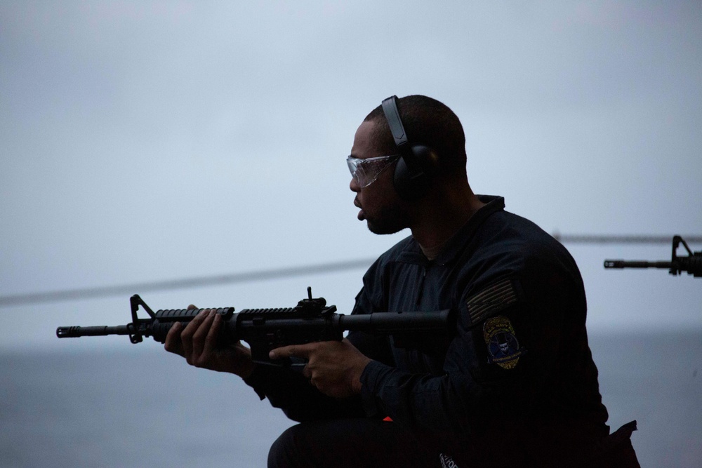 Abraham Lincoln Sailors participate in a live-fire exercise
