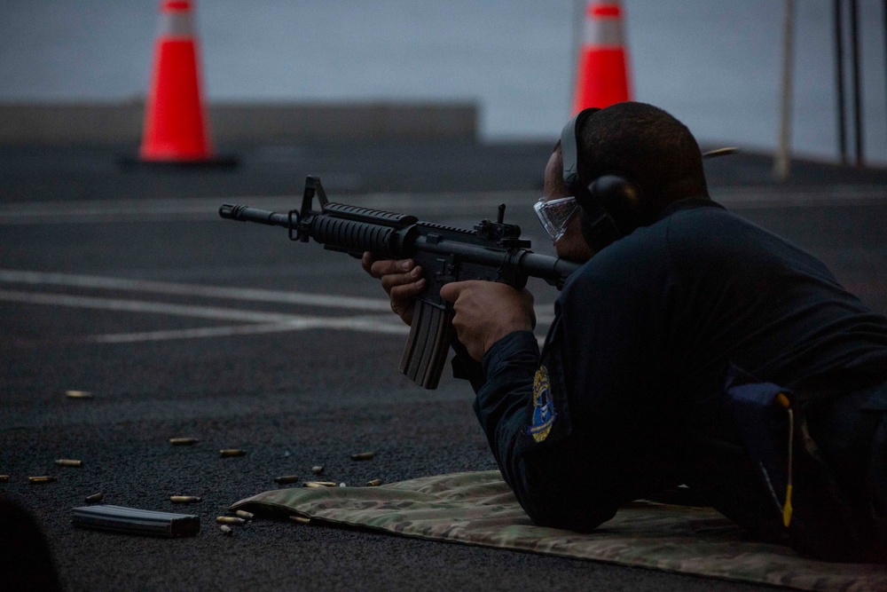 Abraham Lincoln Sailors participate in a live-fire exercise