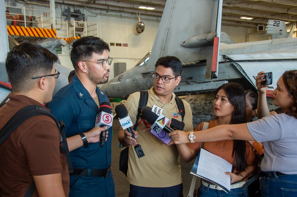 USS Ronald Reagan (CVN 76) Filipino-American Sailors interview with Filipino media