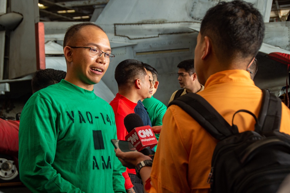 USS Ronald Reagan (CVN 76) Filipino-American Sailors interview with Filipino media