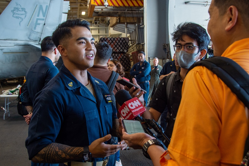 USS Ronald Reagan (CVN 76) Filipino-American Sailors interview with Filipino media