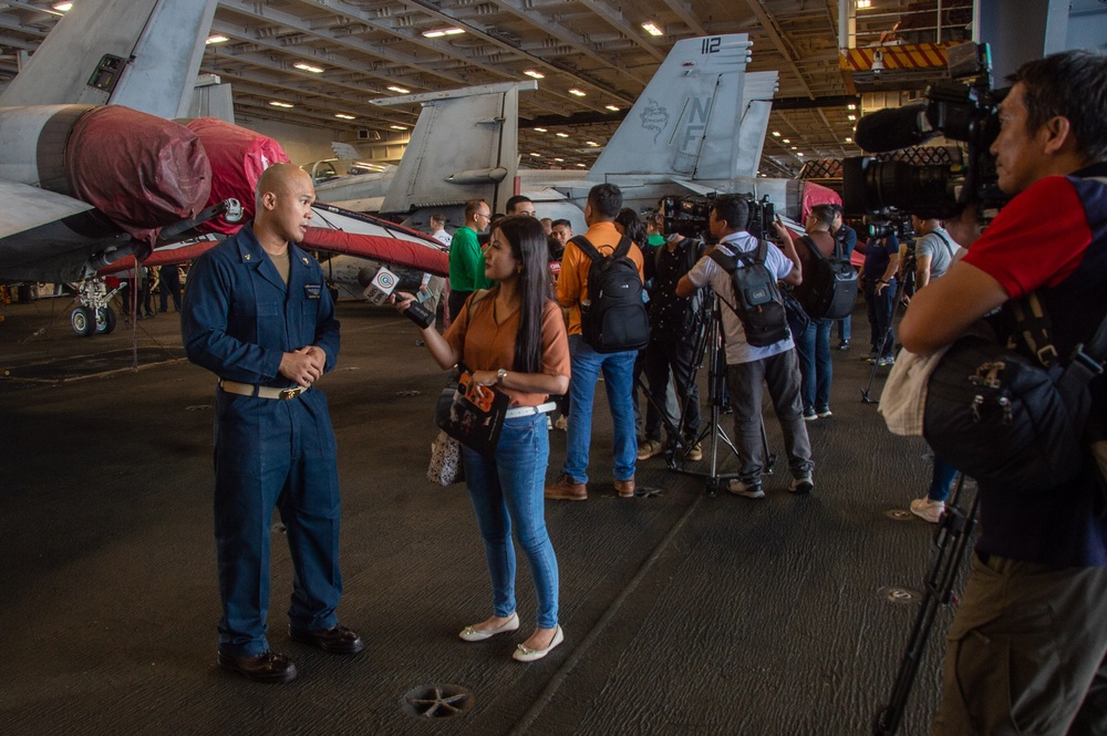 USS Ronald Reagan (CVN 76) Filipino-American Sailors interview with Filipino media