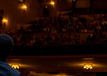 Musician 1st Class William Ledbetter performs on the bass at Saenger Theater