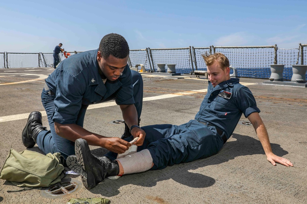USS Shoup conducts mass casualty drill