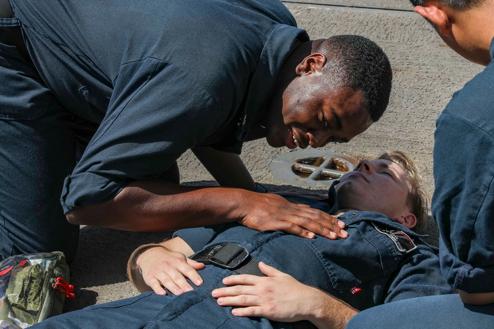 USS Shoup conducts mass casualty drill