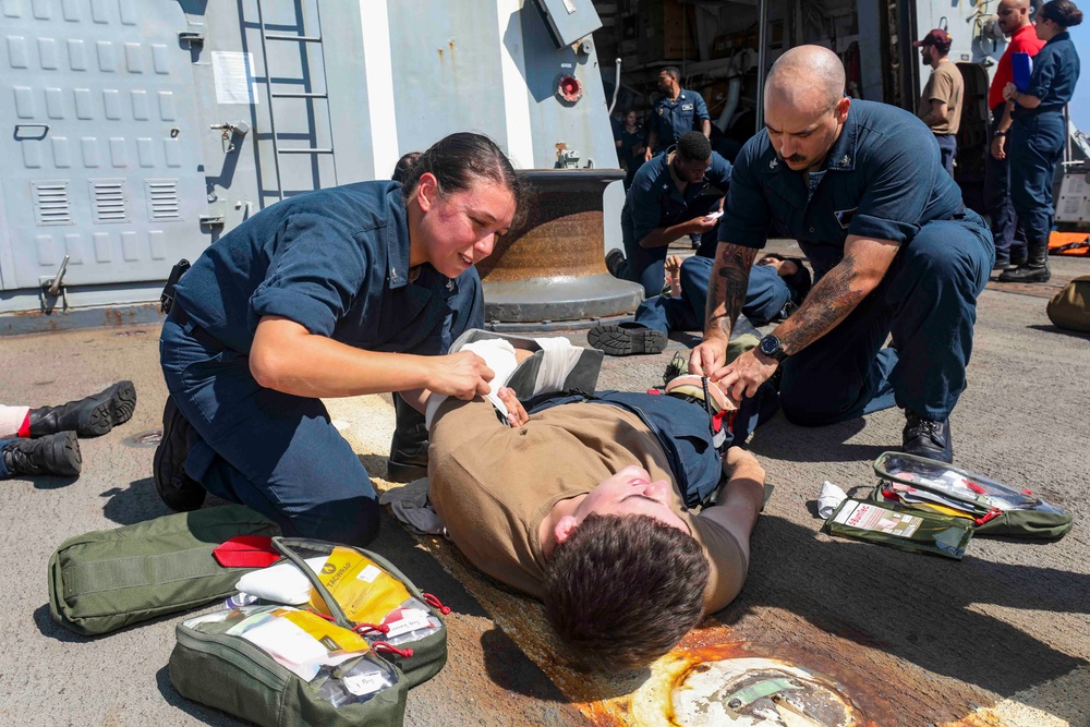 USS Shoup conducts mass casualty drill