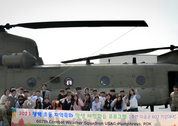USAG Humphreys Weather Specialists Welcome Mosan Elementary School Students for STEM Briefing