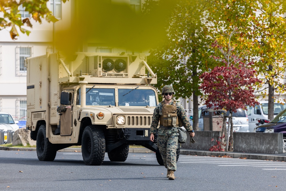 Active shield 2023; Marines set up concertina wire up around headquarters building