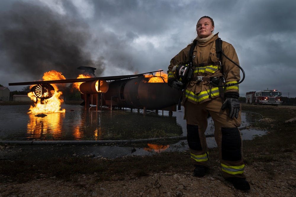 JBSA firefighters train with aircraft live fire