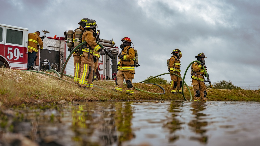 JBSA firefighters train with aircraft live fire