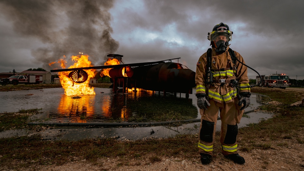 JBSA firefighters train with aircraft live fire