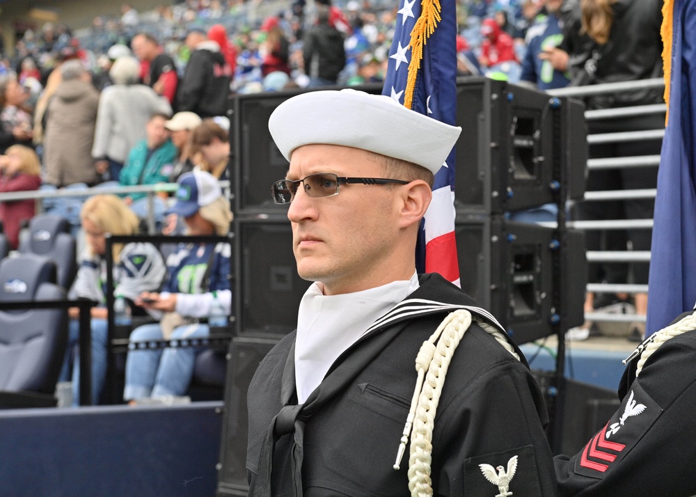 TRFB Color Guard Parades Colors During NFL Game