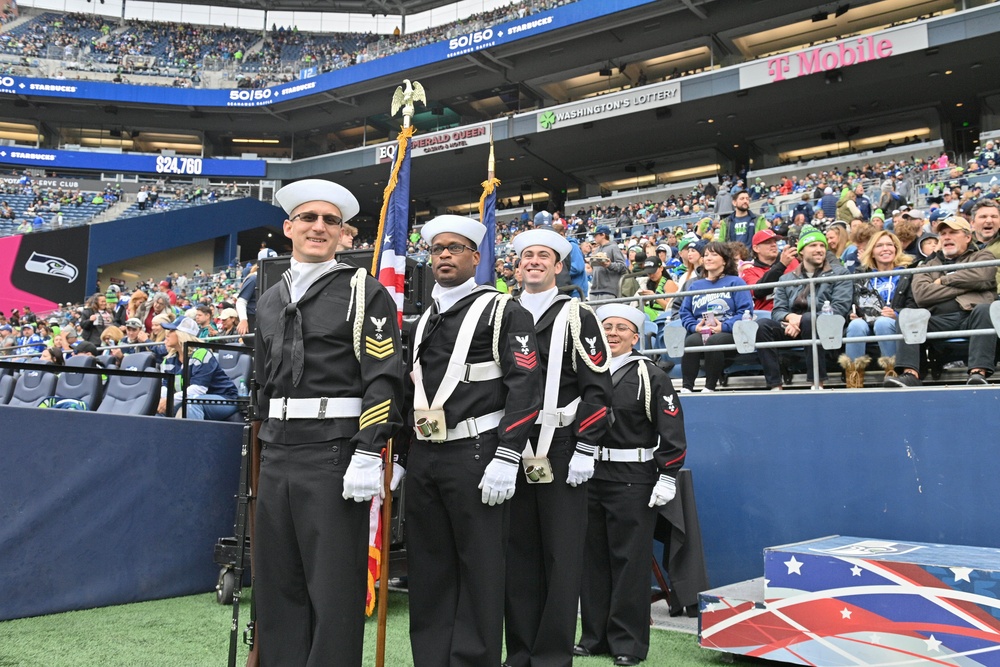 TRFB Color Guard Parades Colors During NFL Game