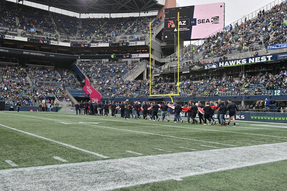 TRFB Color Guard Parades Colors During NFL Game