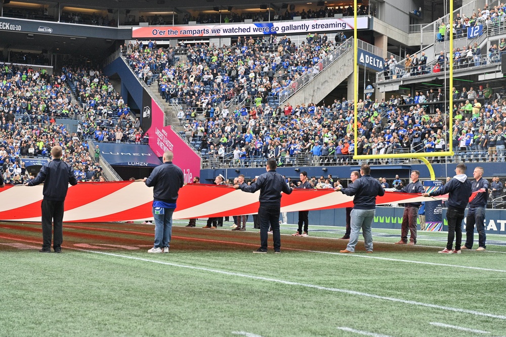 TRFB Color Guard Parades Colors During NFL Game