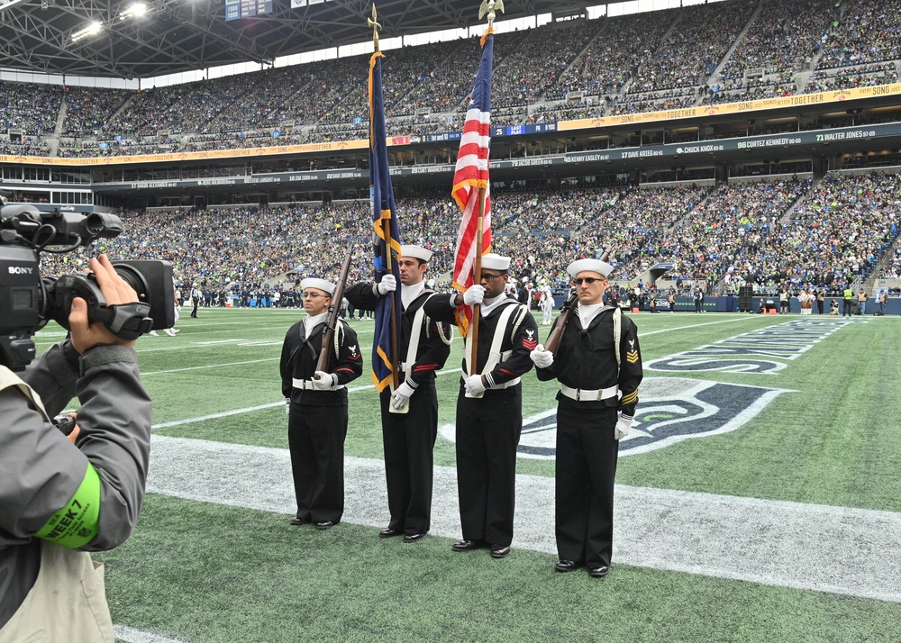 TRFB Color Guard Parades Colors During NFL Game