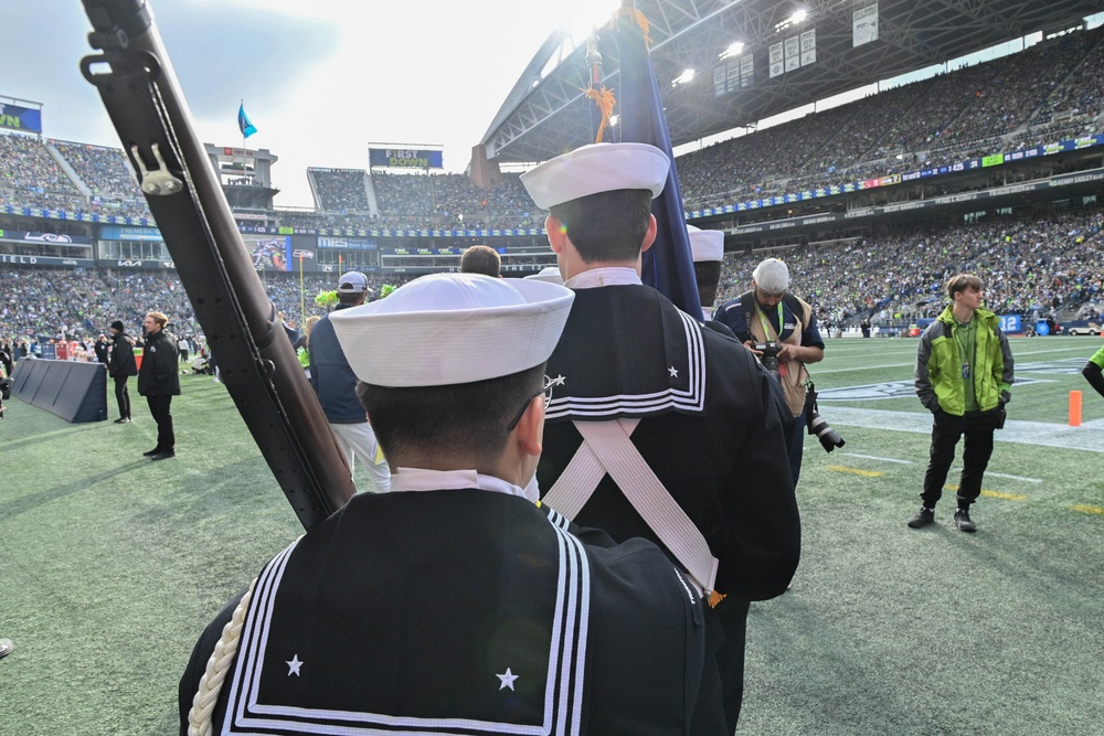 TRFB Color Guard Parades Colors During NFL Game