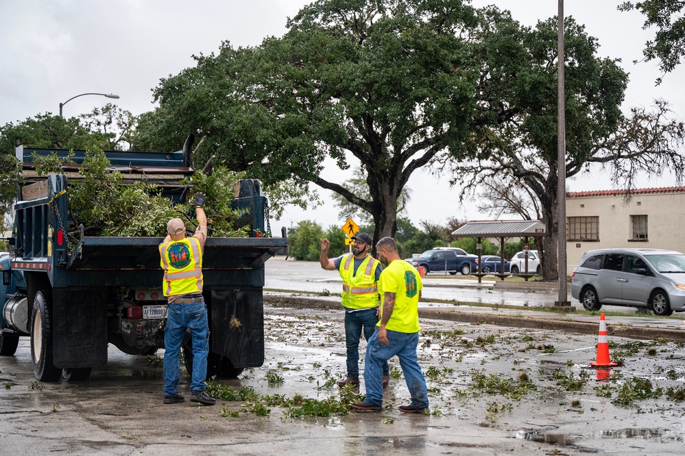 Clean up after a minor tornado hits JBSA- Fort Sam Houston