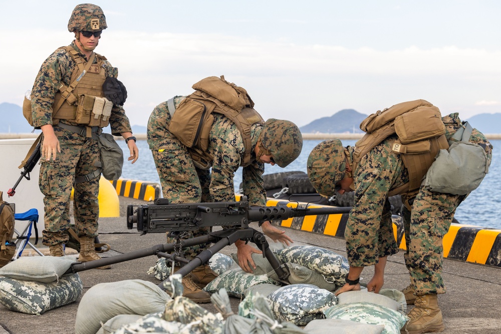 Active shield 2023; Marines set up concertina wire up around headquarters building