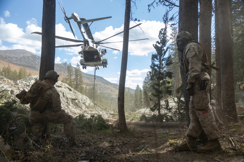 U.S. Marines, Sailors, and Forest Service personnel recover a downed U.S. Navy MH-60S Seahawk