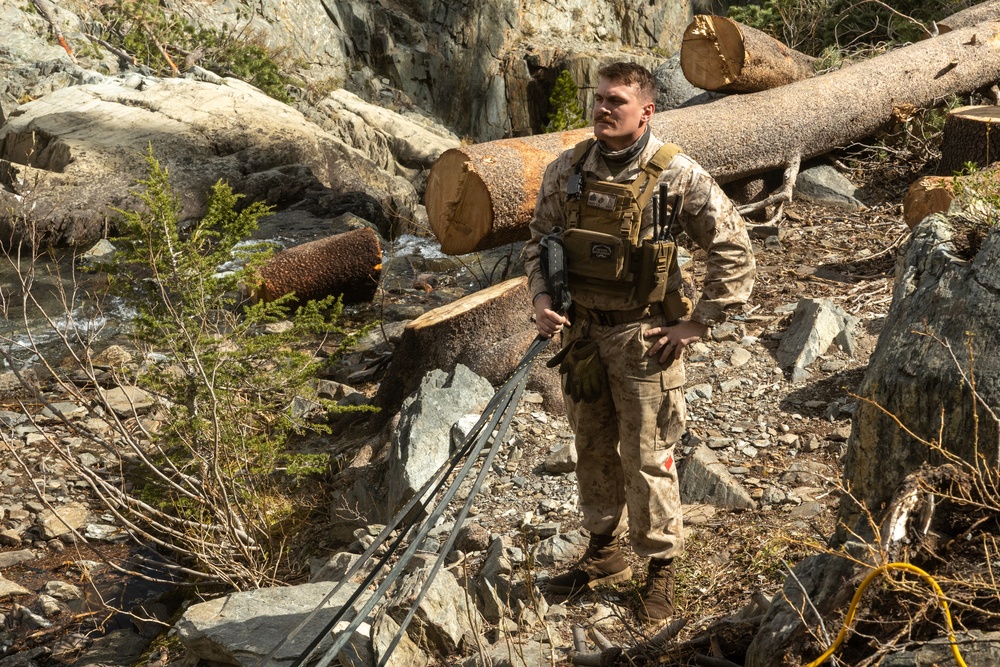 U.S. Marines, Sailors, and Forest Service personnel recover a downed U.S. Navy MH-60S Seahawk