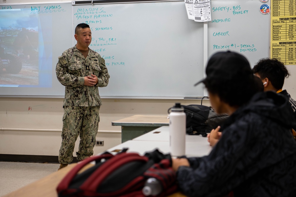 CBMU 303 Seabees COMREL event at Nanakuli High