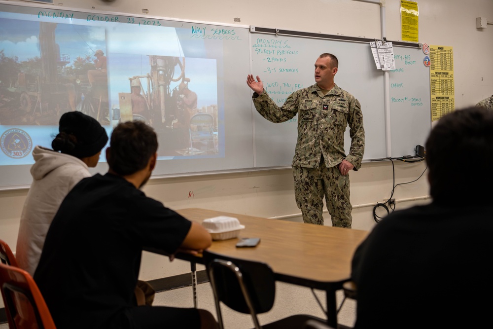 CBMU 303 Seabees COMREL event at Nanakuli High