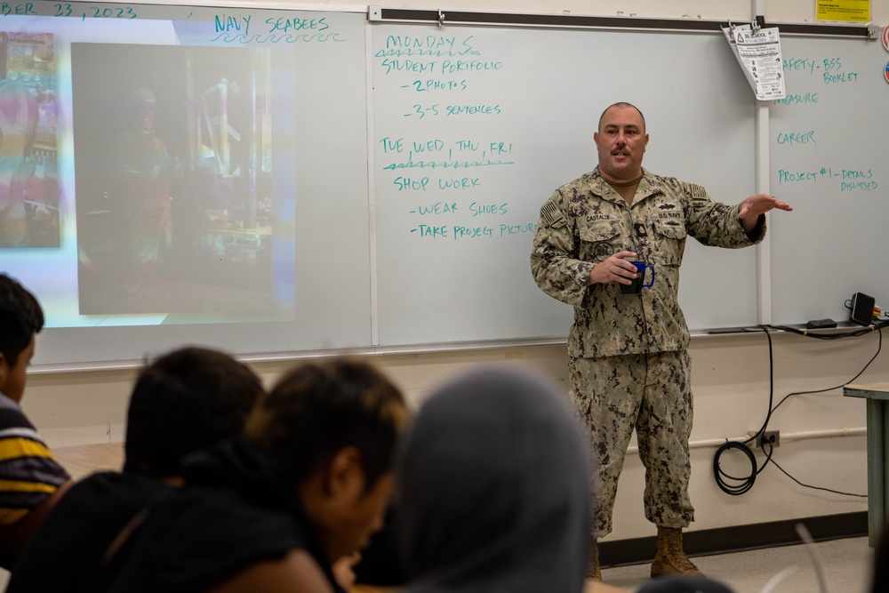 CBMU 303 Seabees COMREL event at Nanakuli High