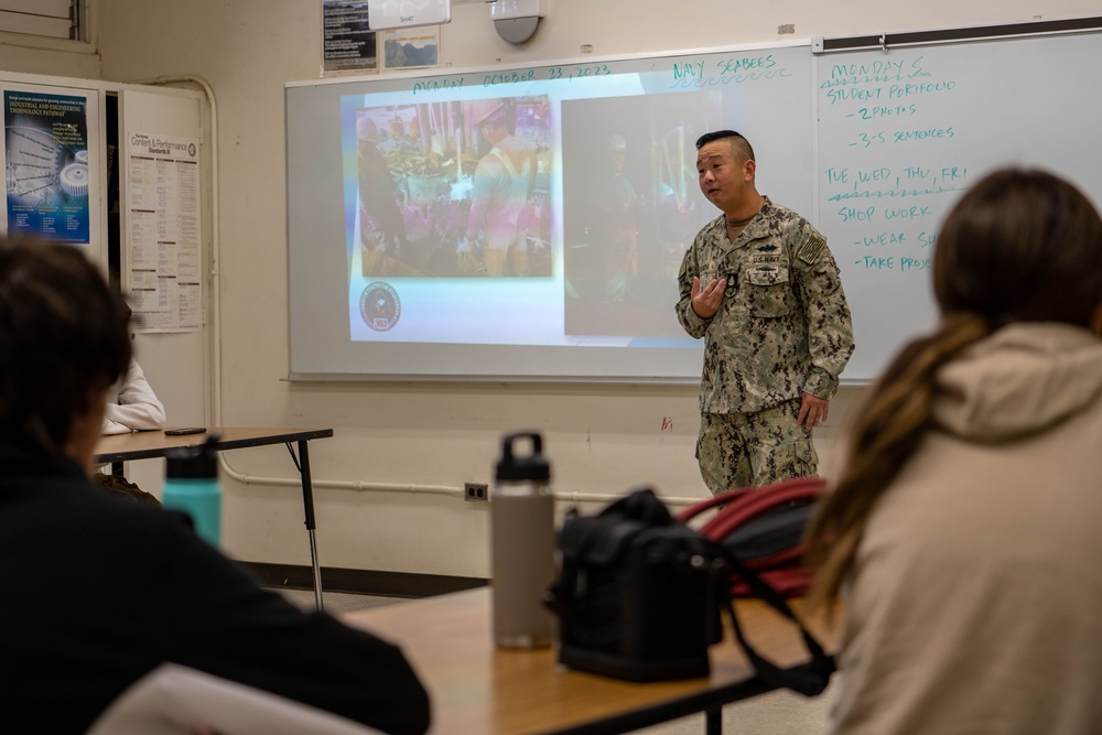 CBMU 303 Seabees COMREL event at Nanakuli High