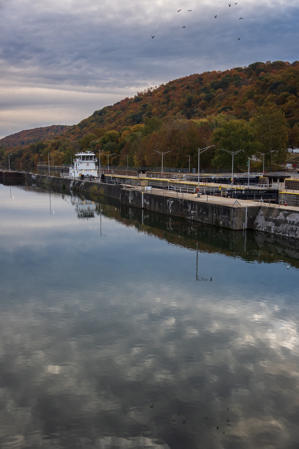 Montgomery lock and dam operators manage barge navigation on the Ohio River