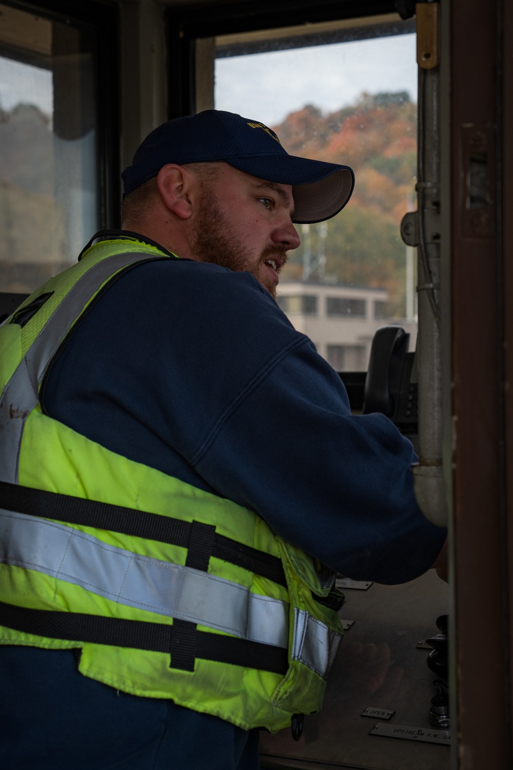 Montgomery lock and dam operators manage barge navigation on the Ohio River