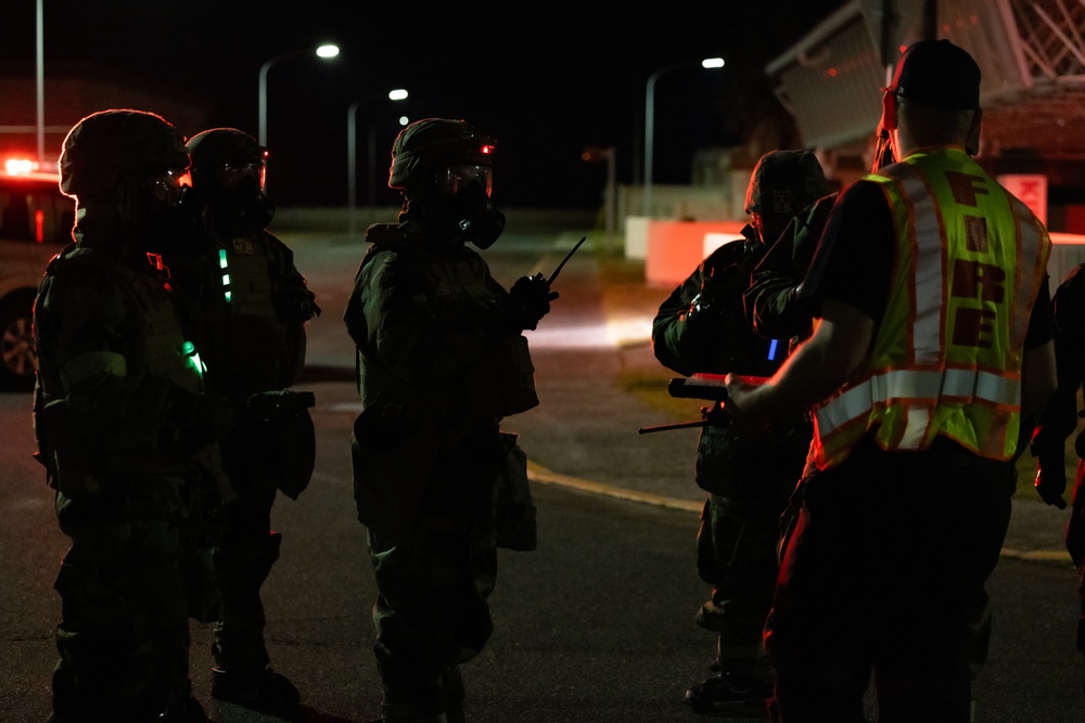 Active Shield 2023: U.S. Marines respond to a simulated chemical fire.