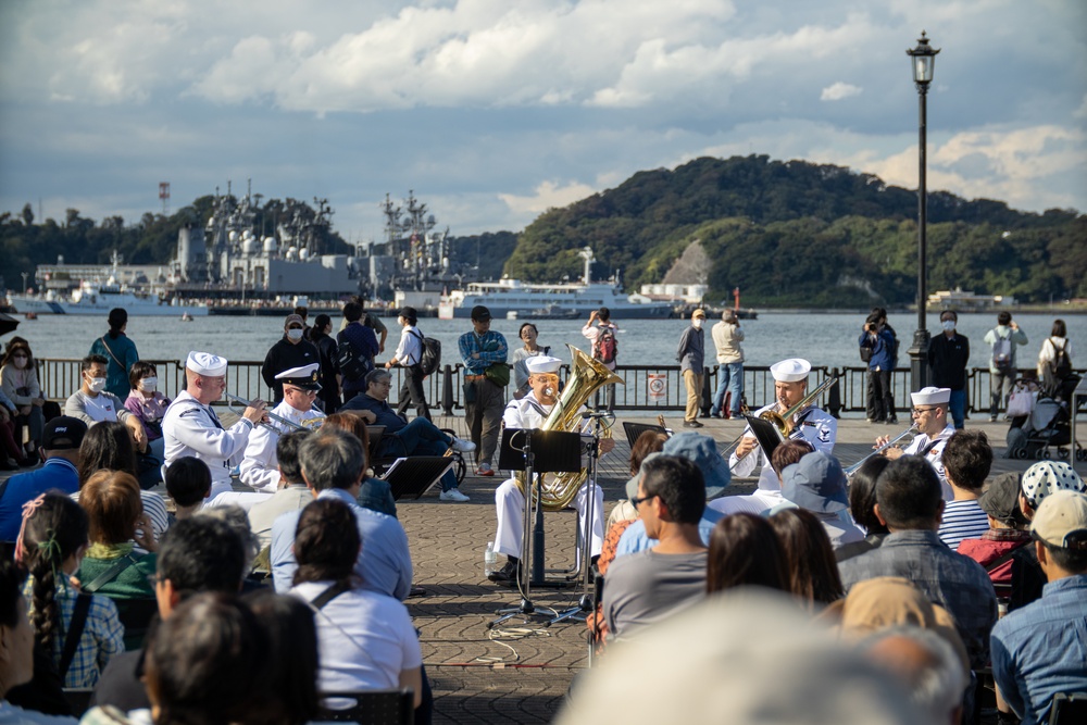 U.S. SEVENTH Fleet Band's Shonan Brass Quintet performs at Verny Park.