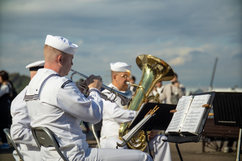 U.S. SEVENTH Fleet Band's Shonan Brass Quintet performs at Verny Park.