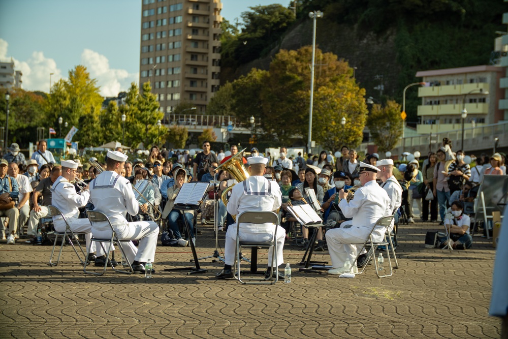 U.S. SEVENTH Fleet Band's Shonan Brass Quintet performs at Verny Park.