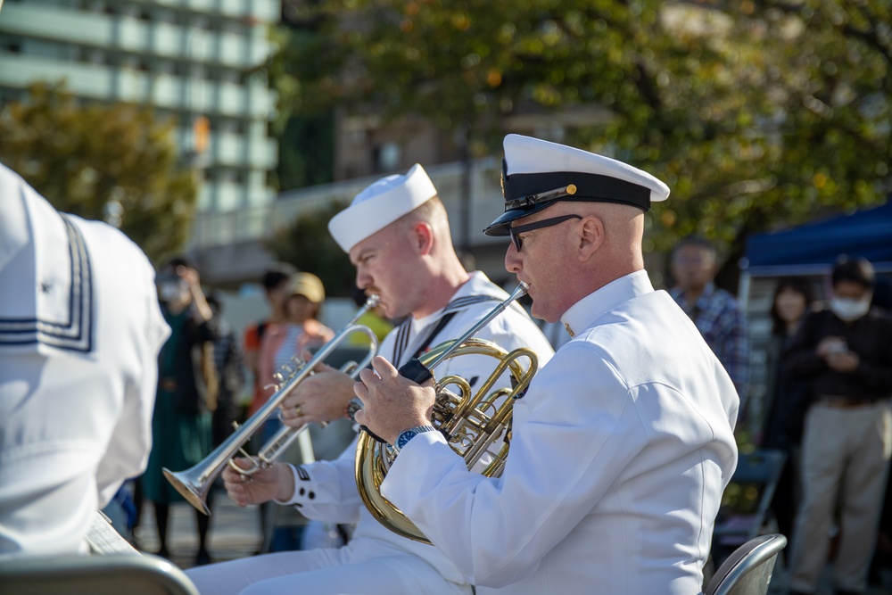 U.S. SEVENTH Fleet Band's Shonan Brass Quintet performs at Verny Park.