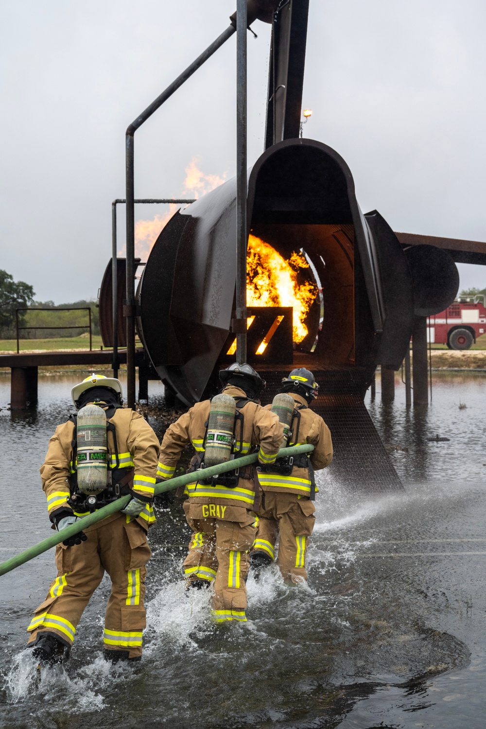 Joint Base San Antonio fire departments live fire exercise