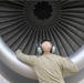 Maintainer Inspects Engine of KC-135T Stratotanker