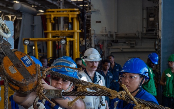 USS Ronald Reagan (CVN 76) conducts fueling-at-sea with USNS Yukon (T-AO 202)