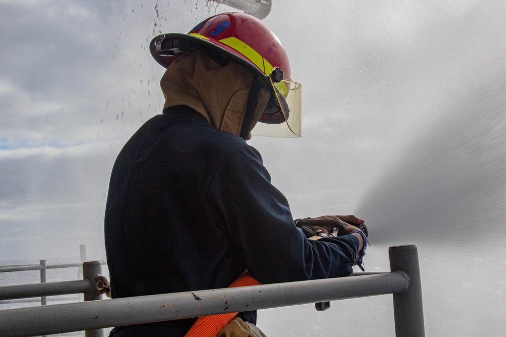 Abraham Lincoln conducts firemain hose maintenance