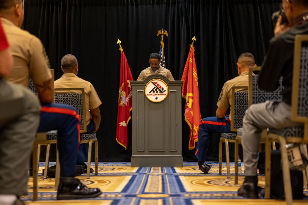 Sergeant Major of the Marine Corps, Sgt. Maj. Carlos Ruiz, attends the 48th Marine Corps Marathon Press Conference