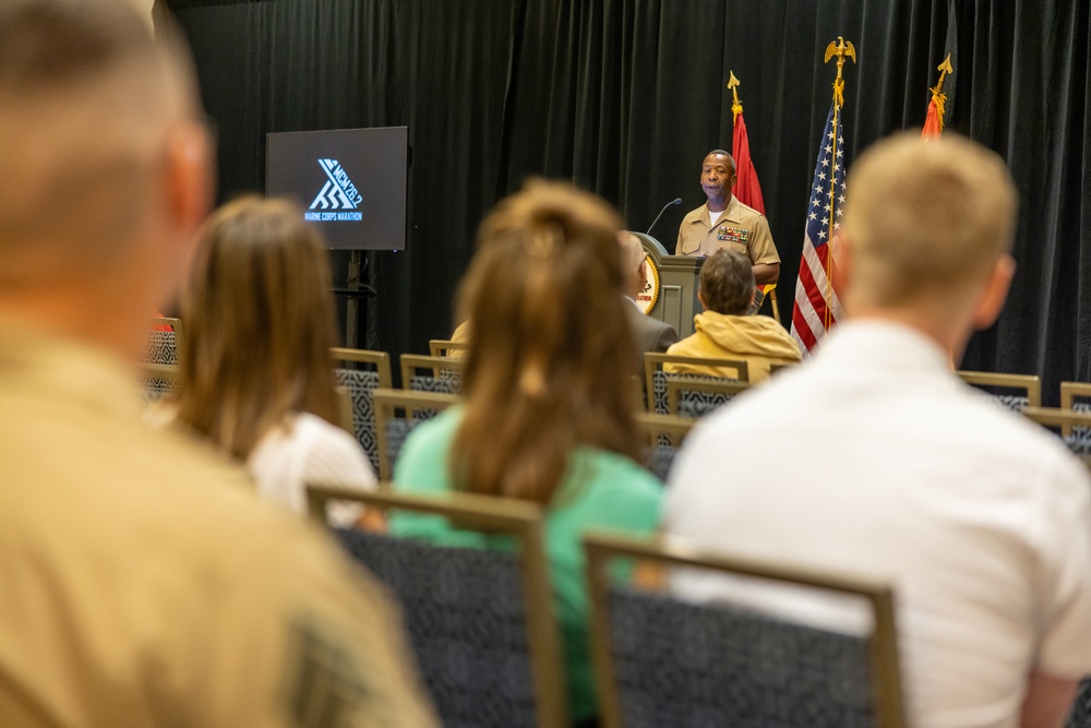 Sergeant Major of the Marine Corps, Sgt. Maj. Carlos Ruiz, attends the 48th Marine Corps Marathon Press Conference